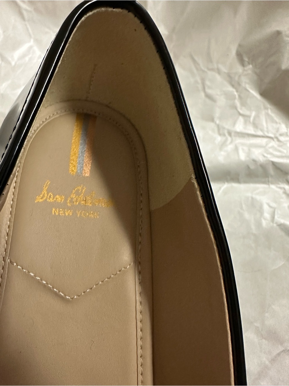 EUC Sam Edelman Black Patent Christy Loafers with Two-Tone Chain Detail Size 10M - Picture 13 of 15